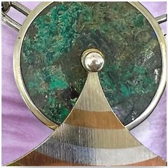 Kinetic Mexican Mid-Century Modernist Necklace Mixed Metals w/ Stone Inlay