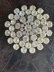 Glamorous Rhinestone Brooch Dome Prong-set Unmarked Vintage Flashy Pin