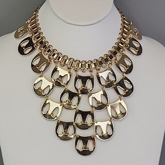 Vintage Waterfall Necklace Gold Tone Book Chain 15.5″