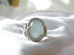 Chunky Sterling Silver 925 Natural Heated Blue Topaz Cabochon Unique Ring Size 7