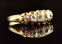 Antique five stone diamond ring, 18ct gold, Victorian