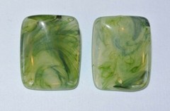 Vintage Green Swirl Translucent Plastic Lucite 1.25″ Pierced Earrings