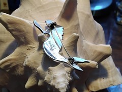 Vintage Sterling Silver Abalone Mermaid Pin