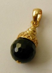 Vintage Style 9K 9ct SOLID YELLOW Gold Black Goldstone PENDANT