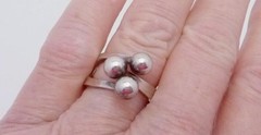 Vintage Anna Greta Eker Norway Sterling Silver Beaded Modernist Ring 27392