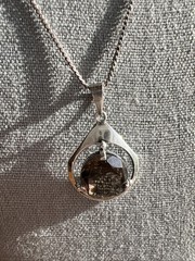 Vintage Sterling Silver & Smoky Quartz Necklace; Made in Israel; Beautiful!