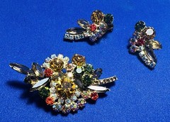 Juliana Pink Rhinestone Brooch Earring Set