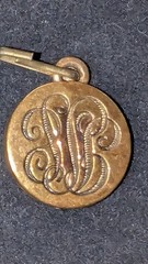 Antique Victorian Riker Bros Gold Filled Watch Fob Pendant Monogram LB JB c1880s