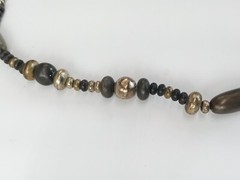 Vintage Beaded Metal Necklace14.5″ / 29″ total length