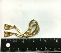 Vintage ICONIC Knotted Rope TASSEL Brooch Nautical Gold PL Dangle R191i