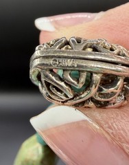 Vintage Whitney Kelly Turquoise Stones, Sterling Silver Cage Charm Bracelet