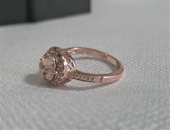 Vintage Signed Rose Gold Plated & Morganite Engagement Ring size 9