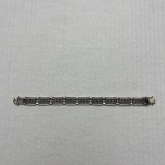 Sterling Silver Marcasite Panel Link Bracelet 925 Vintage 7 7/8 inch 21.5g