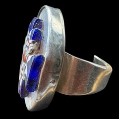 Signed Vtg Sterling Silver Native American Oscar Betz Glass Coral Ring Sz 11.75