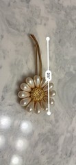 Vintage Givenchy RARE White Pearl Daisy Gold Tone Pin Brooch Signed