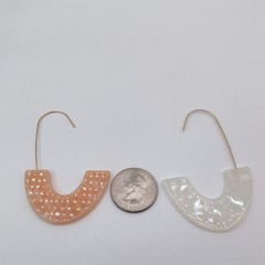 Vintage Boho Chic Geometric Earrings Dangle Lot of 4 Pink White Marbled Resin
