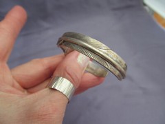 VINTAGE OLD PAWN STERLING L LARRY BEGAY NAVAJO FEATHER CUFF BRACELET