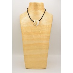 Vintage Collar Necklace Choker Brushed Silver Gold Black Cord Signed 1990s Bin1D
