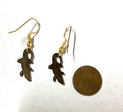 Alligator pin and earring set- Dangle earrings- Antique brass finish