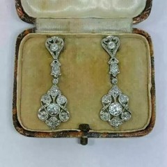 Art Deco Lab Created Diamond Antique Wedding Gift Earring 14K White Gold Finish