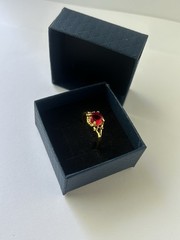 Vintage Red Cubic Zirconia Ring Gold Plated Womens Size 10