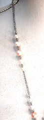 Women’s Vintage Style Pearl Necklace Ornate Square Rhinestone Pendant Pink White