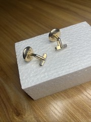 Vintage Swank Goldtone Cufflinks with Bezel Set Round Red Cabochon Stones