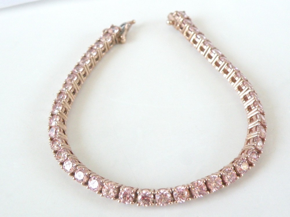 Gold on Sterling Silver 925 Natural Morganite Tennis Bracelet 7.5″