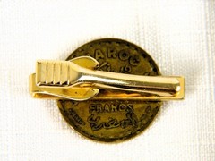 Vintage Morocco Francs Coin Tie Bar Clip