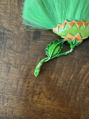 Vintage Hattie Carnegie Flower Brooch Lime Green Dynel Fiber Large Unique 60s