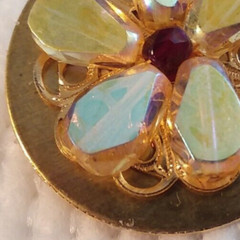 1.25″ Yellow Beaded MaryBee Brooch 07-01-2024