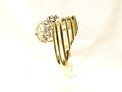 Vintage Unique Mid Century Modern 14 K Gold Diamond Twisted Column Sz 6 Ring RDW