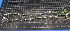 Vintage Green & White Glass and Lucite Beaded Necklace – Faceted Drop Tassel