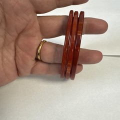 Vintage Bakelite Red Set of 3 Bangle Bracelets