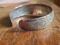 Vintage Embossed Sterling Silver Cuff 7.25″ Bracelet LATVIAN?