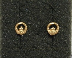 Michael Anthony MA 14K Yellow Gold Petite Irish Claddagh Pierced Earrings 585 KT