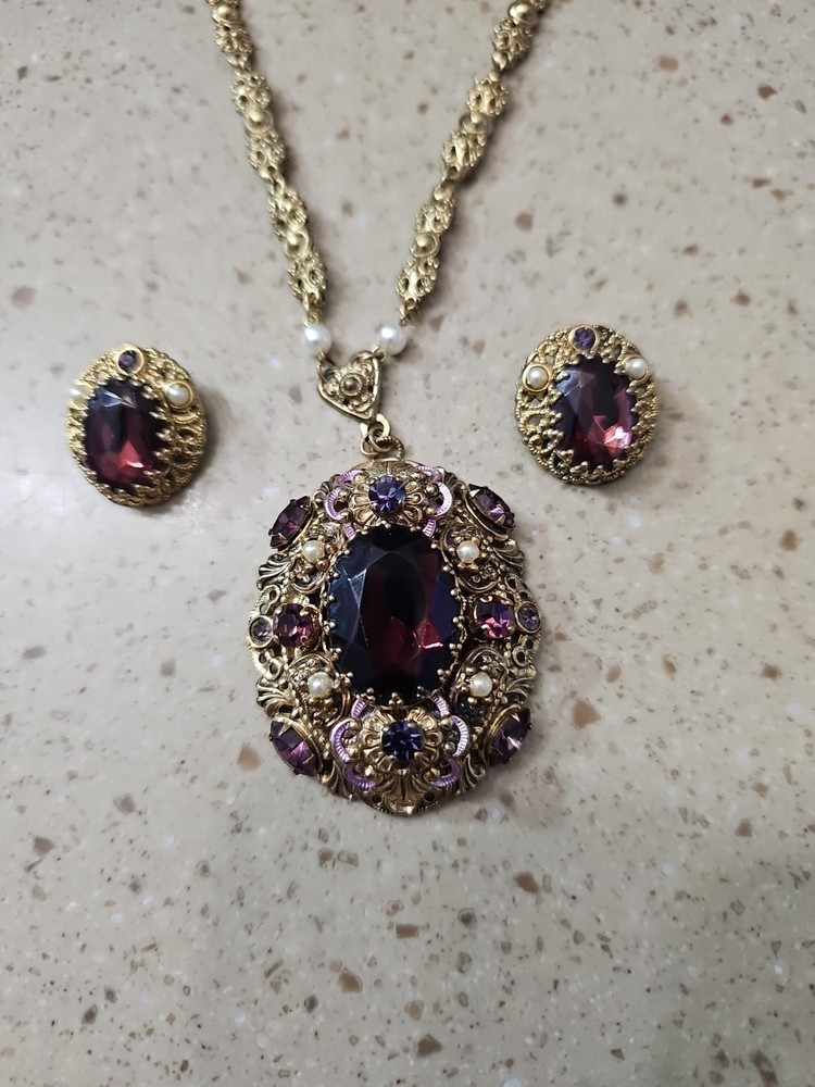 West Germany Vintage Brooch and Earrings Set