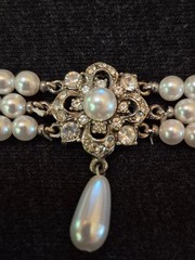 Pearl Costume Jewelry Lot: Single Pearl on Snake Chain, Faux Pearl Choker