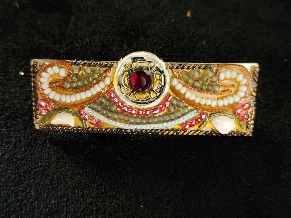 Vintage Adaya semi precious gemstones Mirco Mosiac Art Deco Brooch/Pin