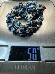 Vintage Blue & White Evil Eye Necklace Glass Lampwork Beads on Leather 32″
