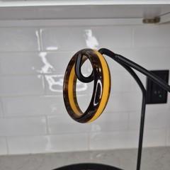 VINTAGE BAKELITE SWIRL BROWN YELLOW BANGLE BRACELET LAMINATED 3 LAYER RARE