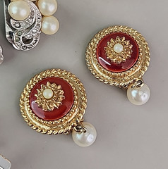 Vintage Clip On Earrings Lot of 4 Marvella Napier Sarah Coventry Faux Pearl