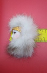 Vintage Signed Han Shin Real Fur Pin Brooch Retro Art Deco Lady Profile Large