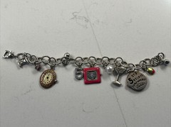 LOLITA 8” Silver Tone Metal Charm Bracelet W/ Its’ 5 O ‘Clock Somewhere !