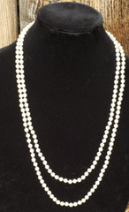 VINTAGE Necklace Faux Pearl Long 5 mm Pearls 56″ L Quality Knotted in Between