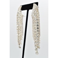 Vintage Crystal Climber Waterfall Earrings Drip Tassel Dangle Chandelier Y2K 9C