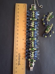 Juliana blue & green bracelet earrings set