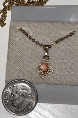 Vintage Kanaloa Pacifica Hawaii Angel Skin Coral Rose Necklace Gold Tone 16” 70s