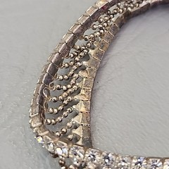 Vintage Rhinestone Bracelet Clear Glass Expandable Cup Chain