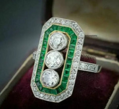 Art Deco Antique 3CT Round Diamond Vintage Engagement Ring 14K White Gold Plated
